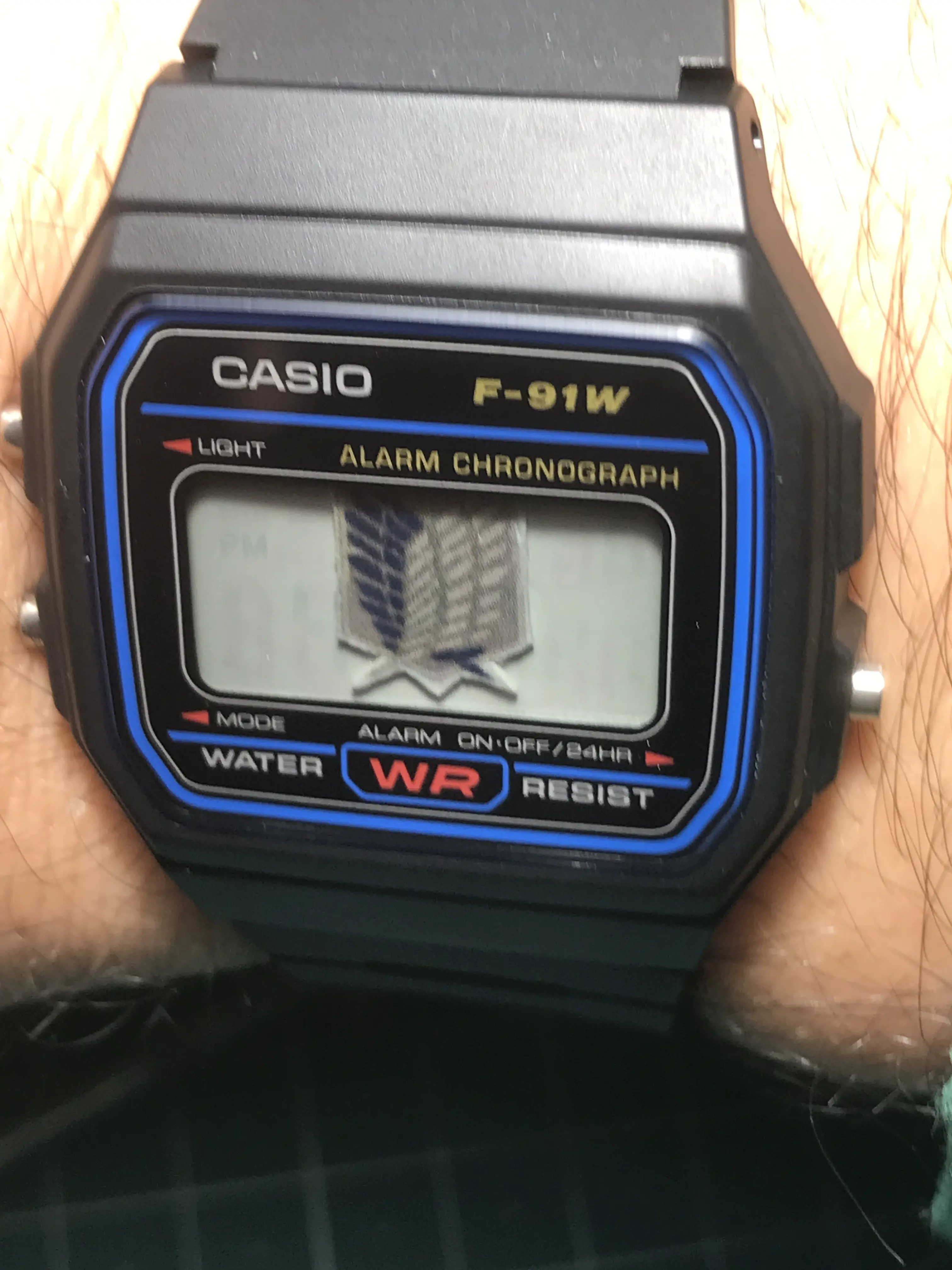 Custom Casio F91W Modded - Attack On Titan - Survey Corps - Wings of Freedom - Multi-Layer Parallax Display